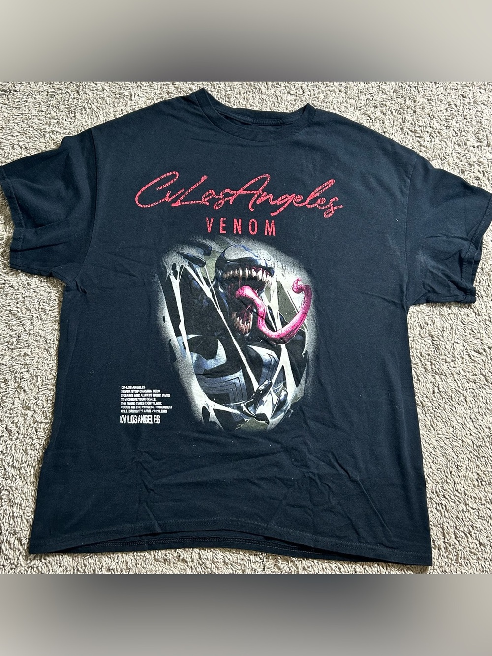 Marvel Black Venom Los Angeles Graphic T‑Shirt with Red Accents